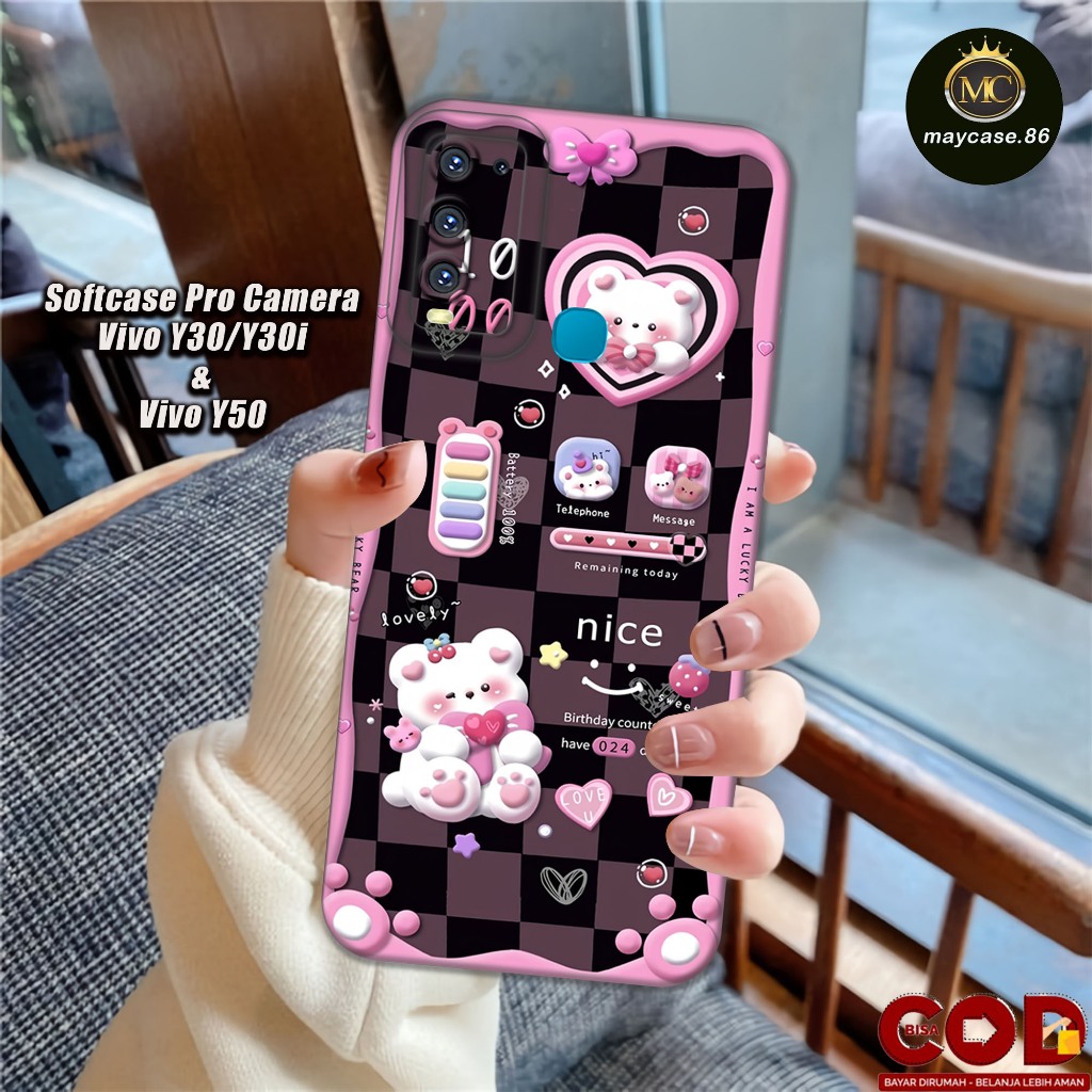 Softcase VIVO Y30/ Y30i/ Y50 4G 2020 ซิลิโคน Pro ปลอกกล้องยางสีดํายืดหยุ่นและหนา - ตัวป้องกันกล้อง H