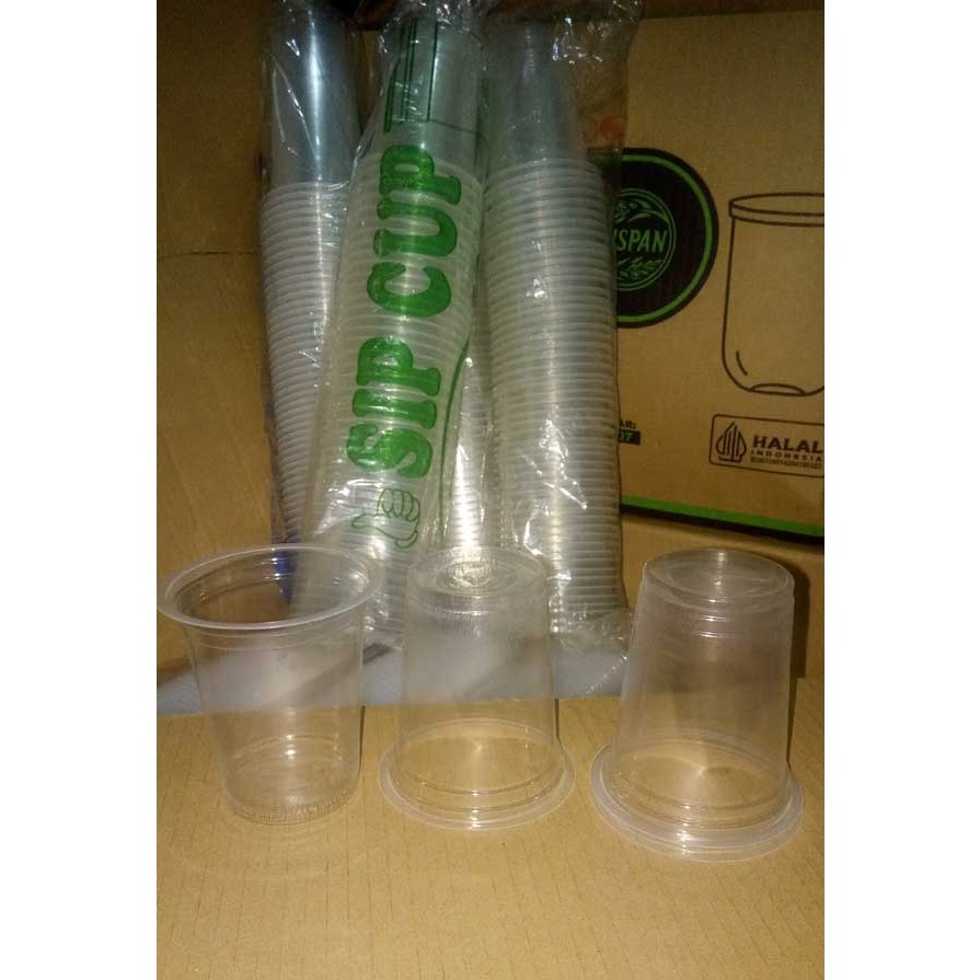 Perslop Plain Clear Flat 12oz Plastic Cup บรรจุ 50 ชิ้น