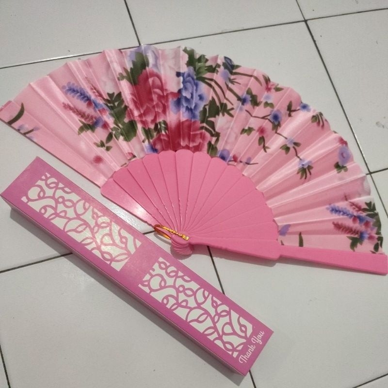 SATIN FAN / PARTY FAN / FOLDING HAND FAN IN SOUVENIR BOX