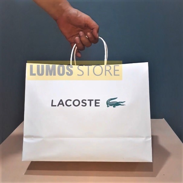 Putih Lacoste ภูมิทัศน์ ถุงกระดาษ 2 ด้าน สีขาว