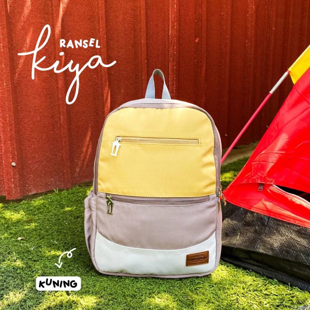 Rumahwarna Canvas Laptop Slot Backpack ขนาด 28 x 11 x 38 cm Kiya Yellow