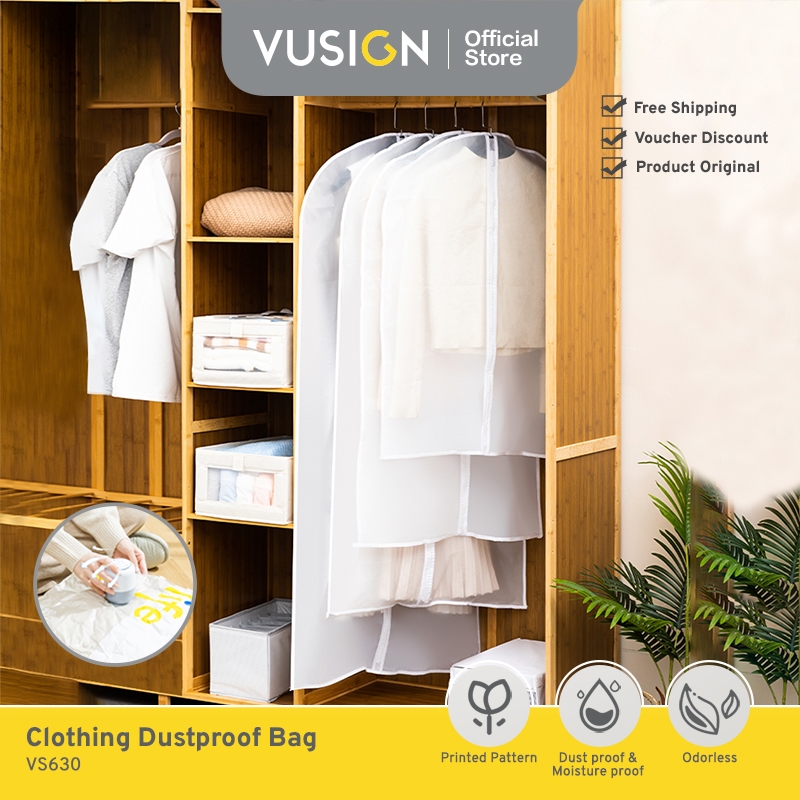 GANTUNGAN VUSIGN CLOTHES COVER / ZIPPER CLOTHES COVER ANTI-DUST CLOTHES HANGER COVER