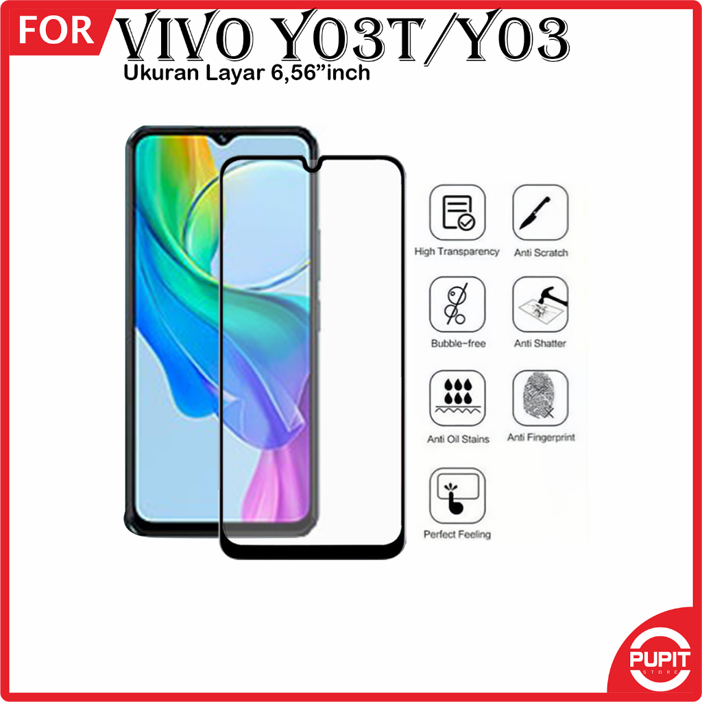 LAYER Anti-Scratch Vivo YO3T Y04s กระจกนิรภัยป้องกันหน้าจอคลุมทั้งหมด