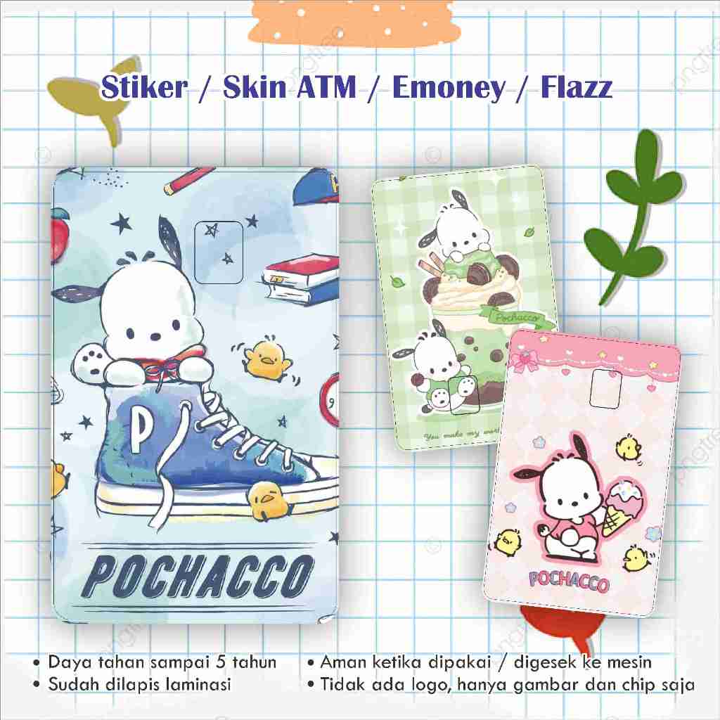 สติ๊กเกอร์ ATM Pochacco / Garskin / ATM Card Skin / Emoney / Flazz