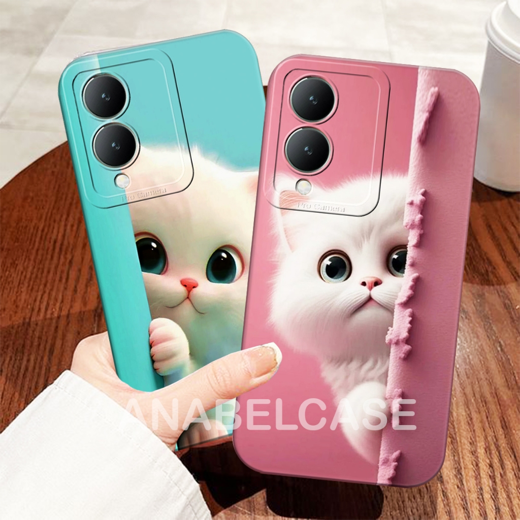 Softcase Vivo y17s y16 y19 y27s y27 4G y27 5G y36 4G y36 5G T1 5G y75 5G v15 pro Cute Cat Motif full