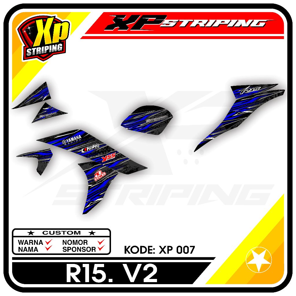 Yamaha R15 V2 Striping - Yamaha R15 V2 Racing Design Striping Sticker XP.06
