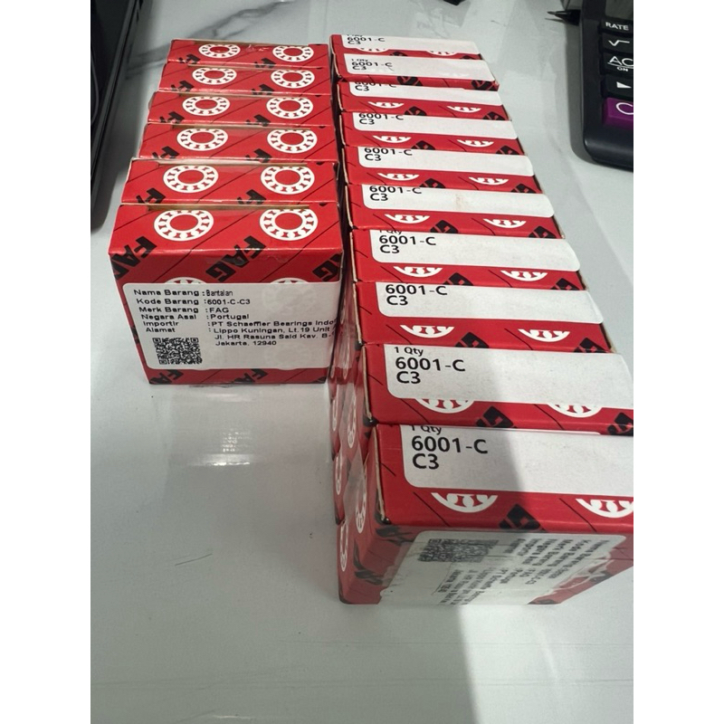แบริ่ง 6001 C3 ฝาครอบเปิดเดิม 6001C3 FAG