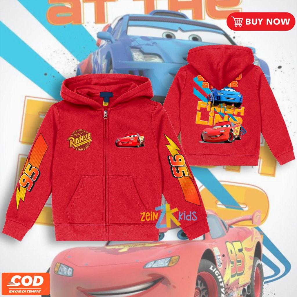 เสื้อฮู้ดเด็ก Lightning Mcqueen / เสื้อแจ็คเก็ตรถยนต์ Mcqueen สําหรับเด็ก