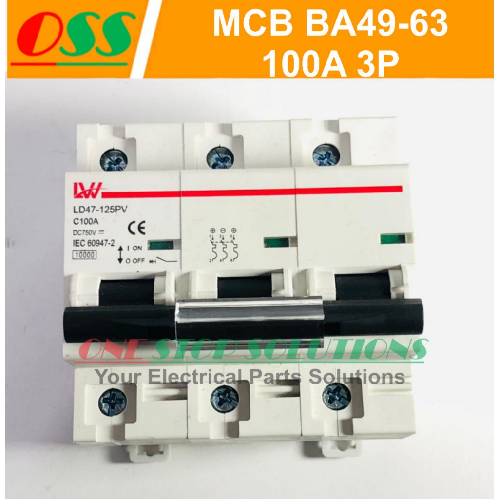CIRCUIT BREAKER MCB DC 3P 100A BA49-63 LD47-125A PV