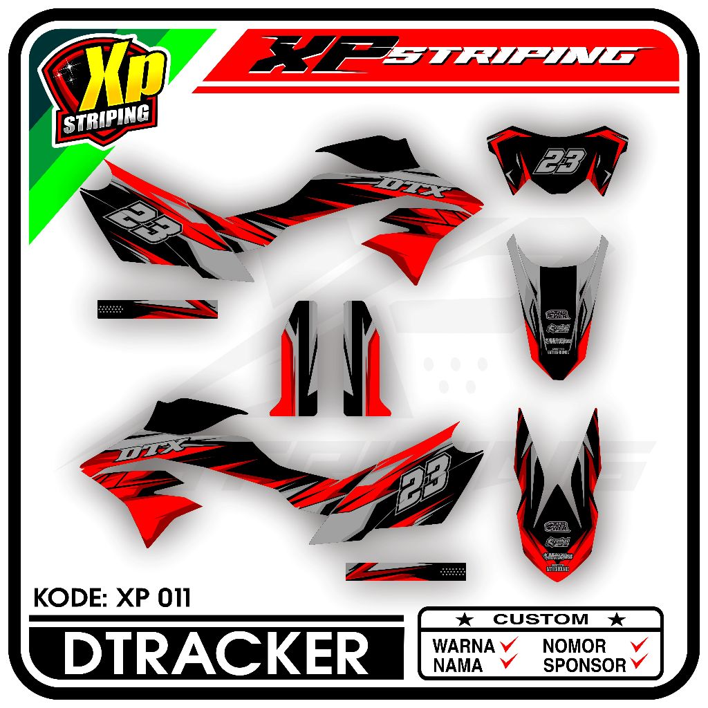 Dtracker 150 Striping - Kawasaki Dtracker 150 Striping Sticker Racing Design XP.11