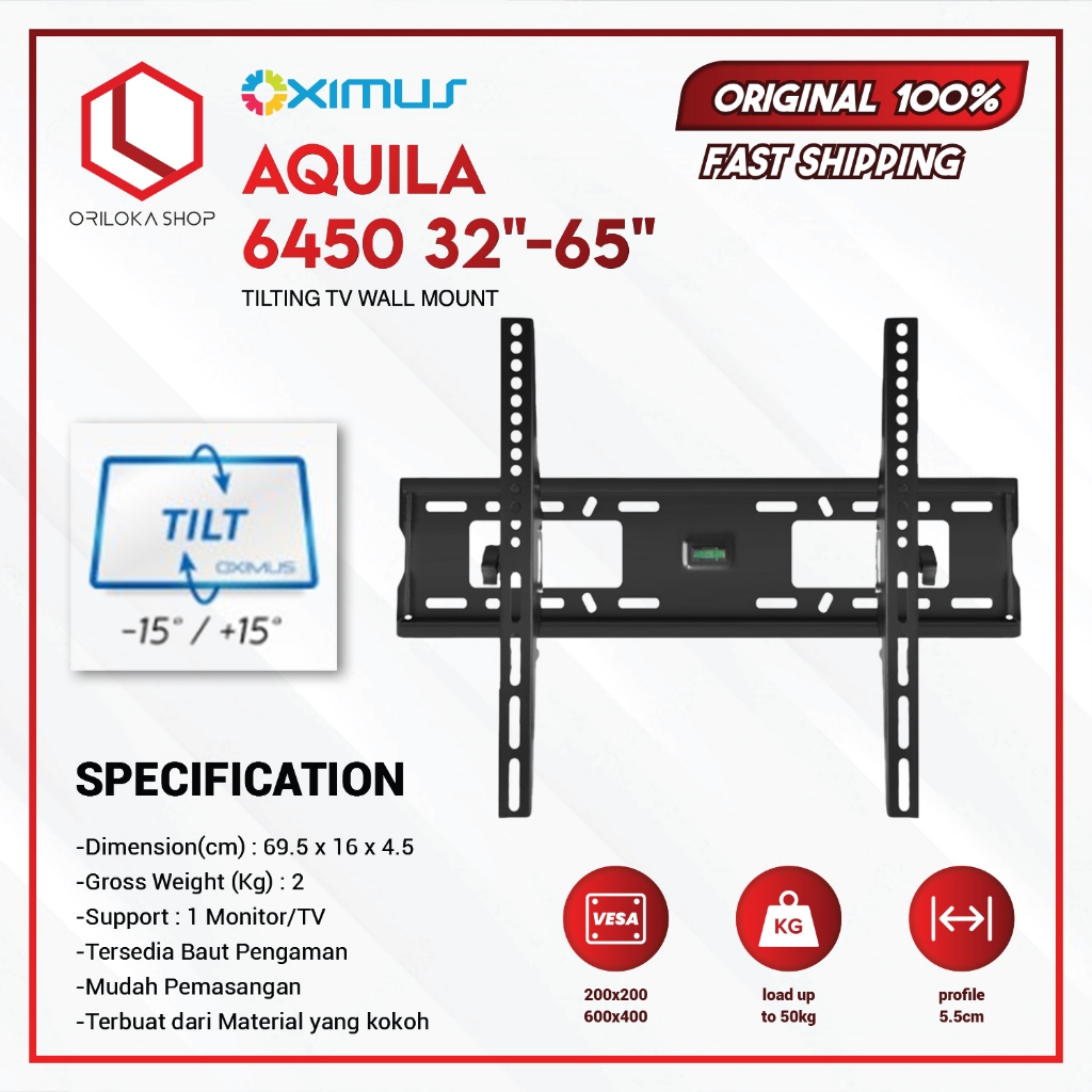 Oximus Aquila 6450 TV Tilt Bracket LCD LED TV 32" นิ้ว - 65" นิ้ว - ติดผนัง