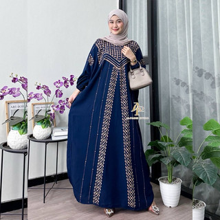 Kaftan Motif Bulan Ld 180 cm Kaftan Panjang Muslim Wanita Nyaman