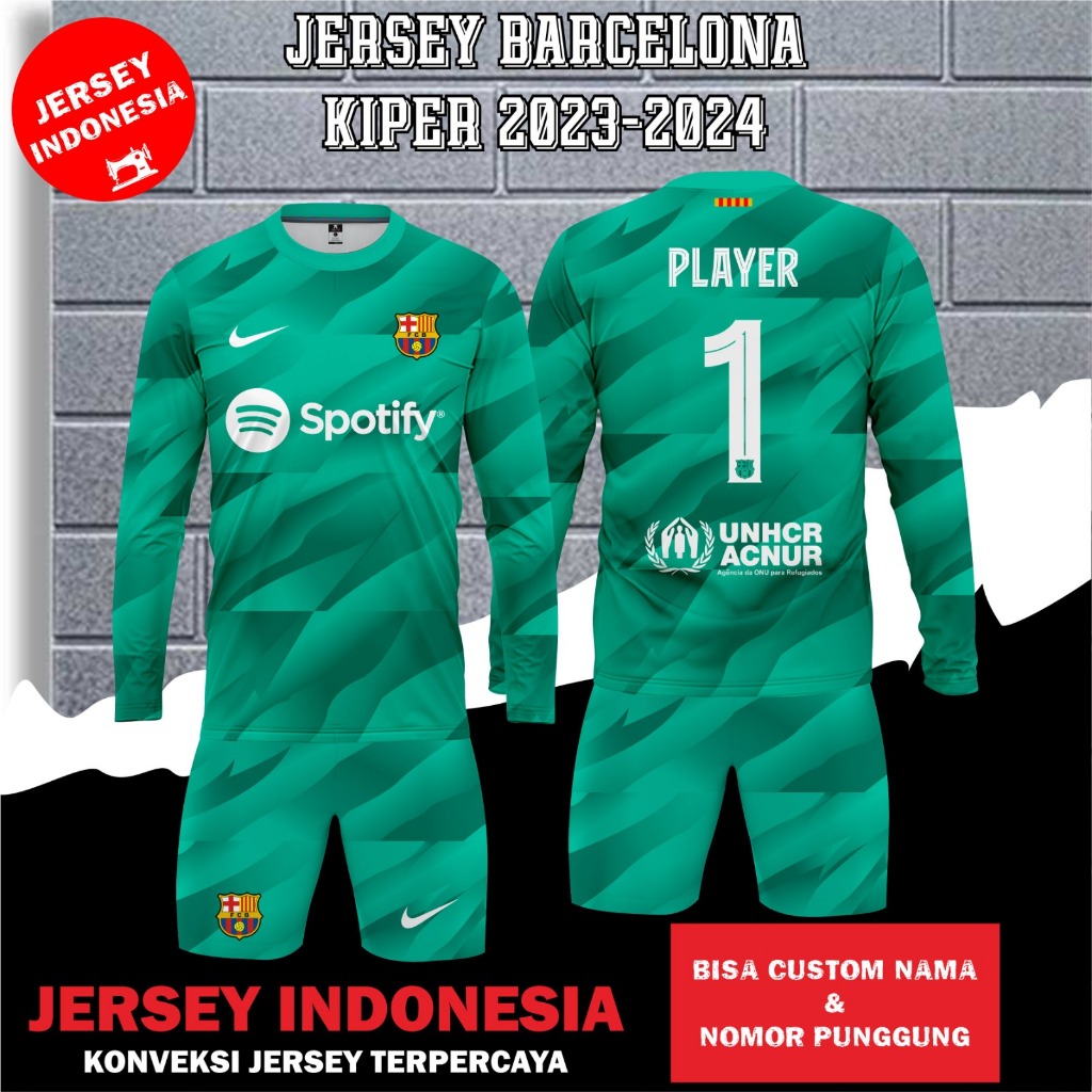 Barcelona เสื้อผู้รักษาประตู 2023-2024 แขนยาว - UEFA Champions League ล่าสุด, BARCA Jersey พิมพ์เต็มและหมายเลขแบบกําหนดเองฟรี, Made Of Dryfit สําหรับผู้ใหญ่และเด็ก