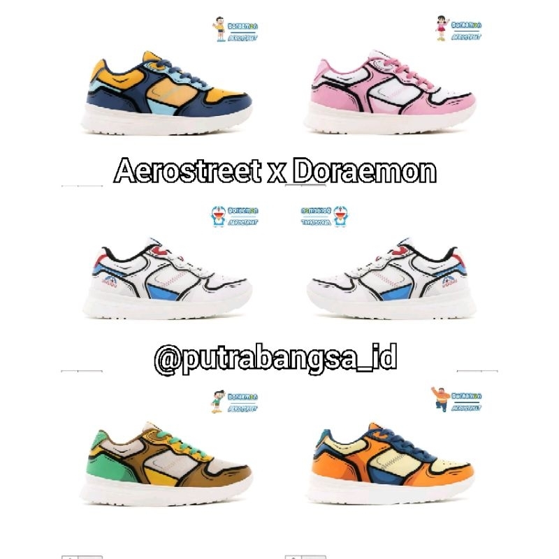 Aerostreet x โดราเอมอน || Aerostreet x Shizuka || แอโรสtreet x โนบิตะ || Aerostreet x Suneo || Aerostreet x Gian รองเท้าผ้าใบลําลองรุ่น Limited Edition ของแท้ 100% สําหรับผู้ชายและผู้หญิง
