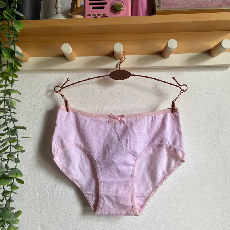 Size S & M - Hush Puppies สีชมพูอ่อนริบบิ้นผ้าฝ้าย High Cut Rise กางเกงในกางเกงขาสั้น {ใหม่พร้อมแท็ก