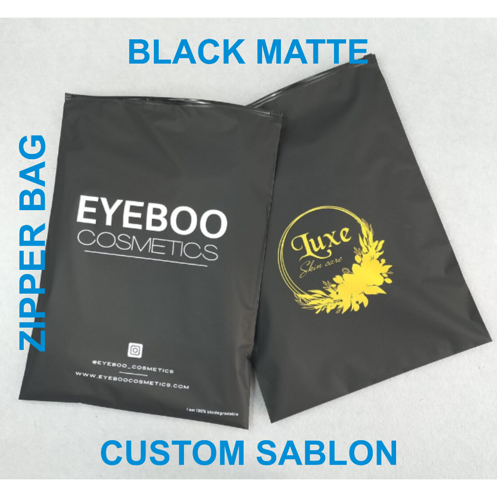 ZIPBAG ZIPLOCK BAG BLACK ZIPPER BAG CUSTOM SCREEN PRINTING (POUCH สําหรับ CLOTHES PACKAGING)
