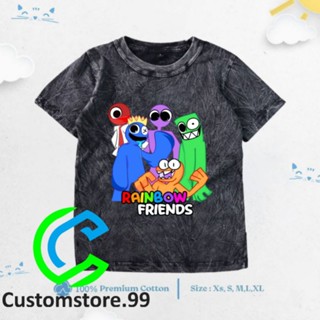 เสื้อยืดพรีเมี่ยม พิมพ์ลาย WASHED RAINBOW FRIENDS สีรุ้ง สําหรับเด็ก