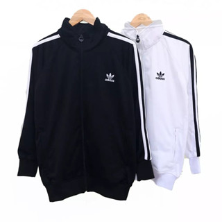 Adidas เสื้อแจ็กเก็ต มีซิป พรีเมี่ยม สีขาว สําหรับผู้ชาย ผู้หญิง ไซซ์ M L XL XXL