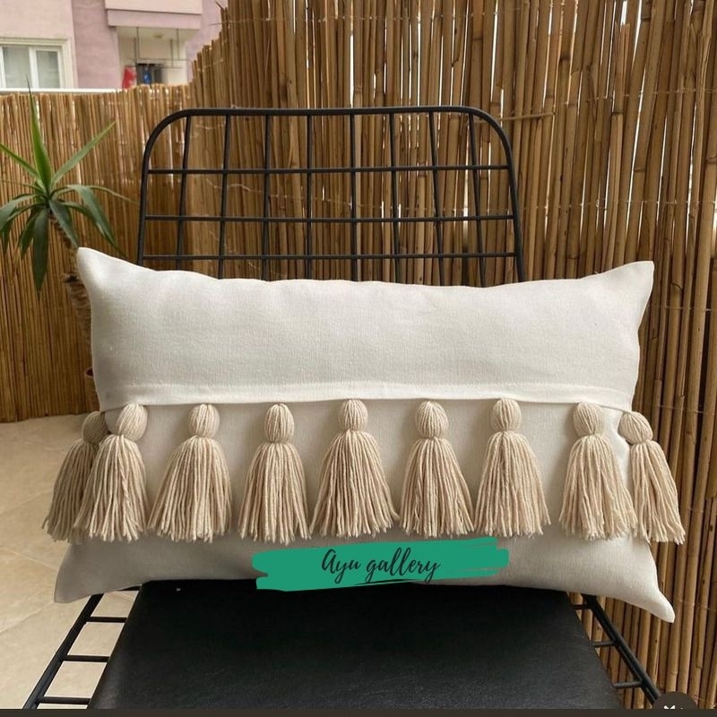 (023) ปลอกหมอนอิง มีพู่ / โซฟา ปลอกหมอนอิง 30x50