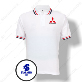 เสื้อโปโล คอปก พิมพ์ลายโลโก้ MITSUBISI สีแดง สําหรับผู้ชาย มี 3 รายการ