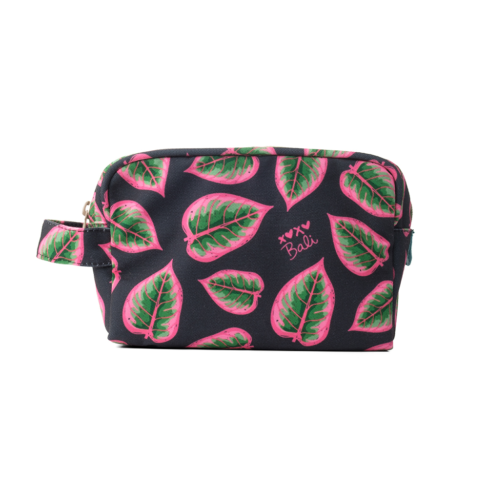 Xoxo Bali - กระเป๋าแป้ง Aglaonema ขนาดใหญ่ | Leaf Motif Travel Organizer Bag