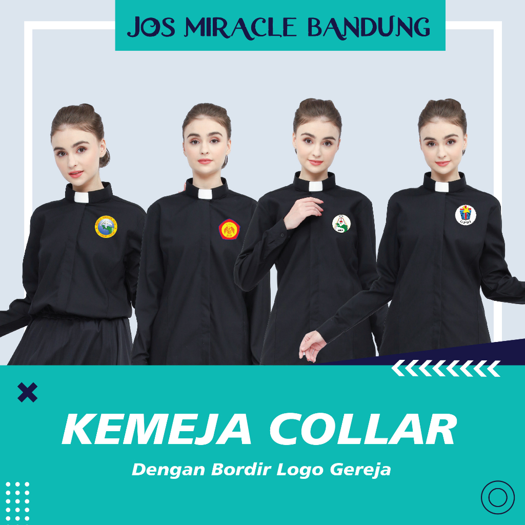 KEMEJA Pastor - เสื้อคอปกผู้หญิงปักโบสถ์ - Jos Miracle Bandung - Miracle - JMB