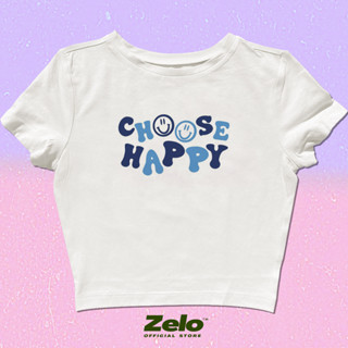 เสื้อยืดเด็ก เลือก Happy y2k เสื้อครอป