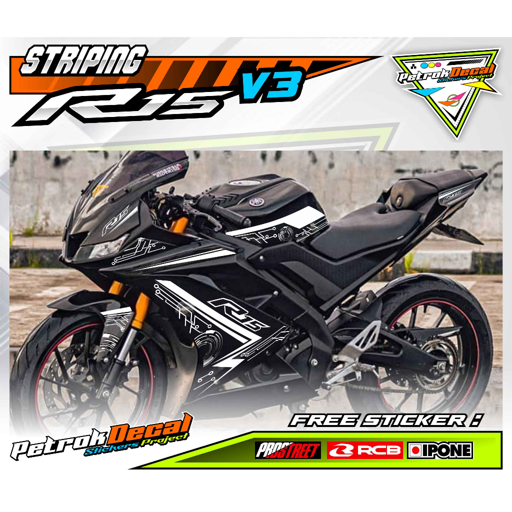 STRIPING SEMI DECAL VARIATION YAMAHA R15 V3 / SEMI DECAL MOTORCYCLE YAMAHA R15 V3