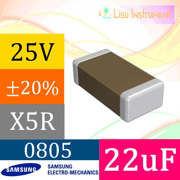 22uF ±20% 25V X5R 08805 2012(mm) ตัวเก็บประจุเซรามิกหลาย SMD Samsung CL21A226MAQNNNE