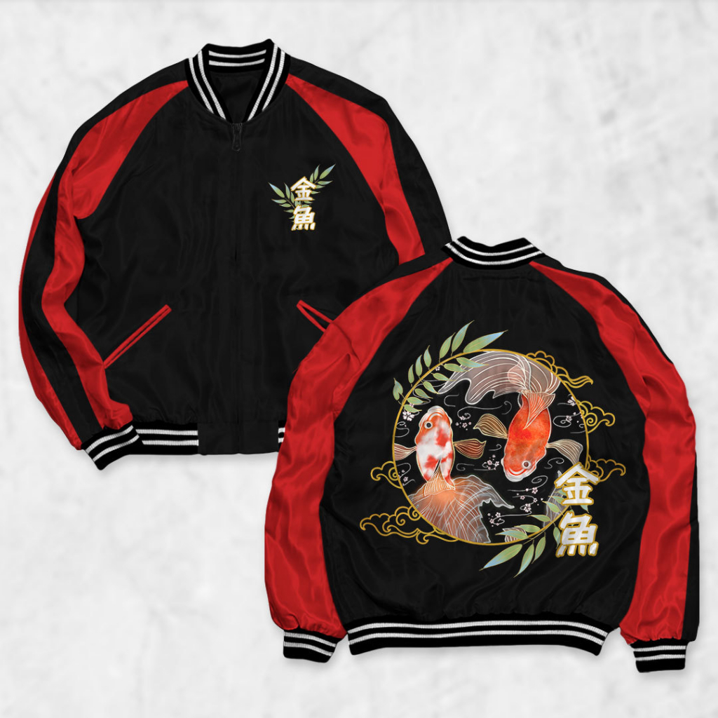 Fortklass Sukajan Jacket GOLDFISH สกรีนเสื้อแจ็คเก็ตผู้ชายผู้หญิง Distro Unisex Japan Premium Origin