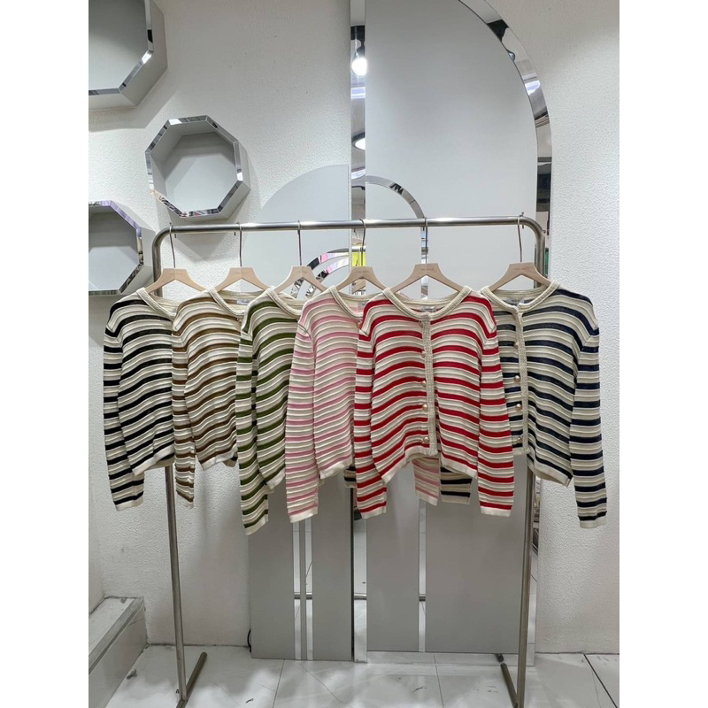 OSLO STRIPE KNIT CARDIGAN VALINDA BRAND / ใหม่ STRIPE CARDIGAN VALINDA BANGKOK BRAND