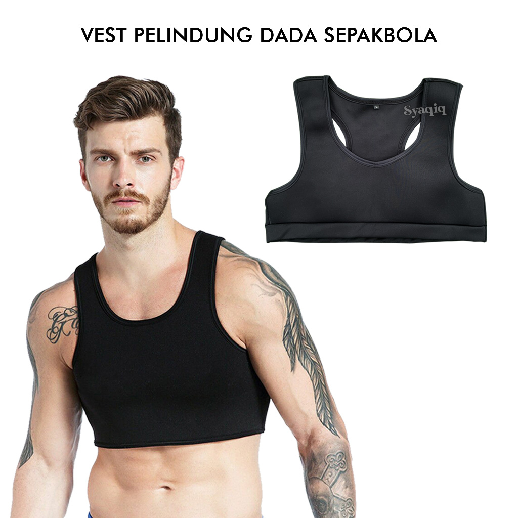 เสื้อกั๊กฟุตบอล ตัวป้องกันหน้าอก สีดํา ตัวป้องกันหน้าอกฟุตบอล