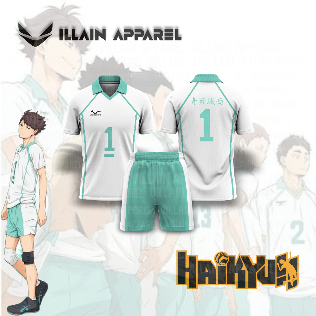 REPLIKA Haikyuu Anime Replica Motif Volleyball Jersey Aoba Johsai Full Print Cosplay Jersey