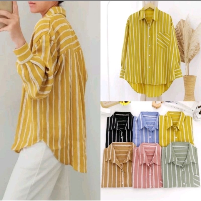 KATUN KEMEJA JC88 - Okky Shirt - เสื้อเชิ้ต (LD 120cm) ผ้าฝ้ายลายทางโอเวอร์ไซส์ระดับพรีเมียม
