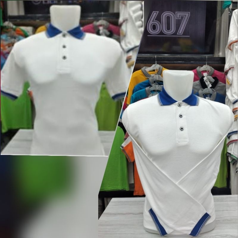 เสื้อเชิ้ตคอปกโปโล k.blue สีขาวพรีเมี่ยม ยี่ห้อ 607 prama
