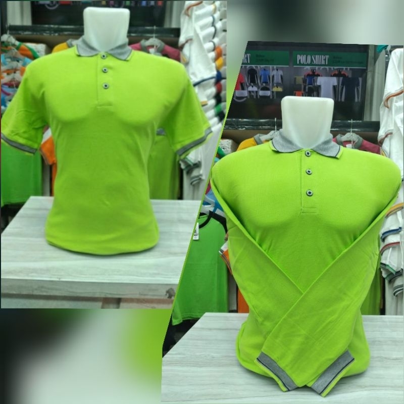 HIJAU เสื้อเชิ้ตคอปกโปโลพรีเมี่ยม สีเขียว สีเทา ยี่ห้อ 607 prama