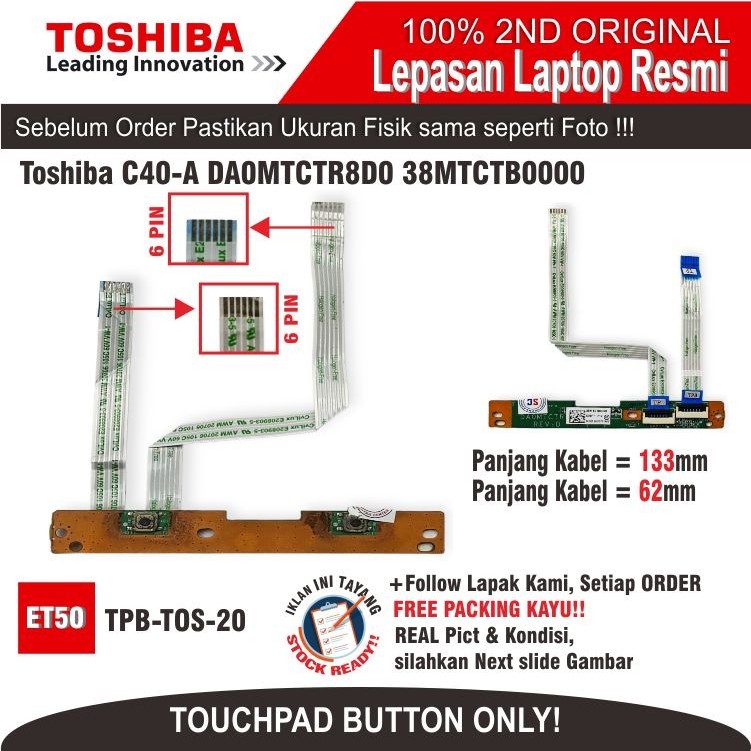 ET50 TPB-TOS-20 ทัชแพด 4 PIN TOSHIBA C40-A DA0MTCTR8D0 38MTCTB0000