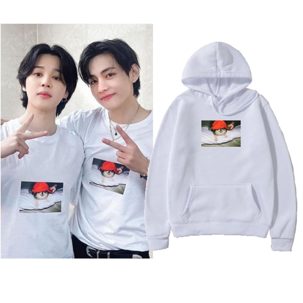 Merah Jm V Hoodie Yeontan Photo หมวกสีแดง