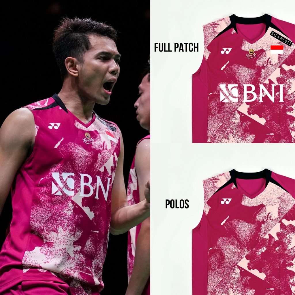 Jersey Badminton เสื้อกล้ามแบดมินตัน Fajar Alfian Rian ทีมชาติอินโดนีเซีย 2023 แขนกุด - 10509 EX