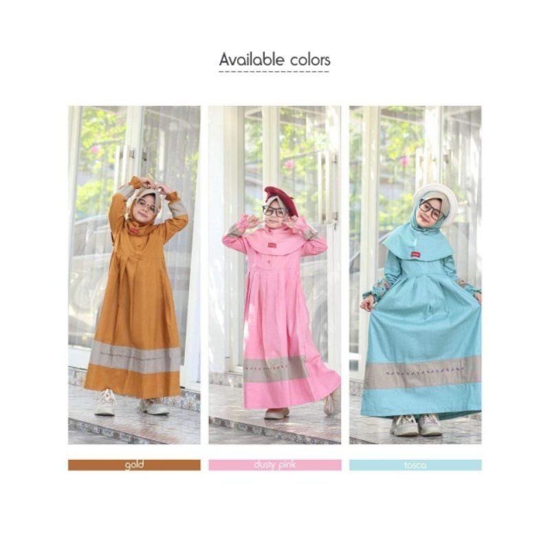 DANIS JAPL 0201 Gold - Dusty Pink - Tosca / เสื้อผ้าเด็กมุสลิม JAPL0201