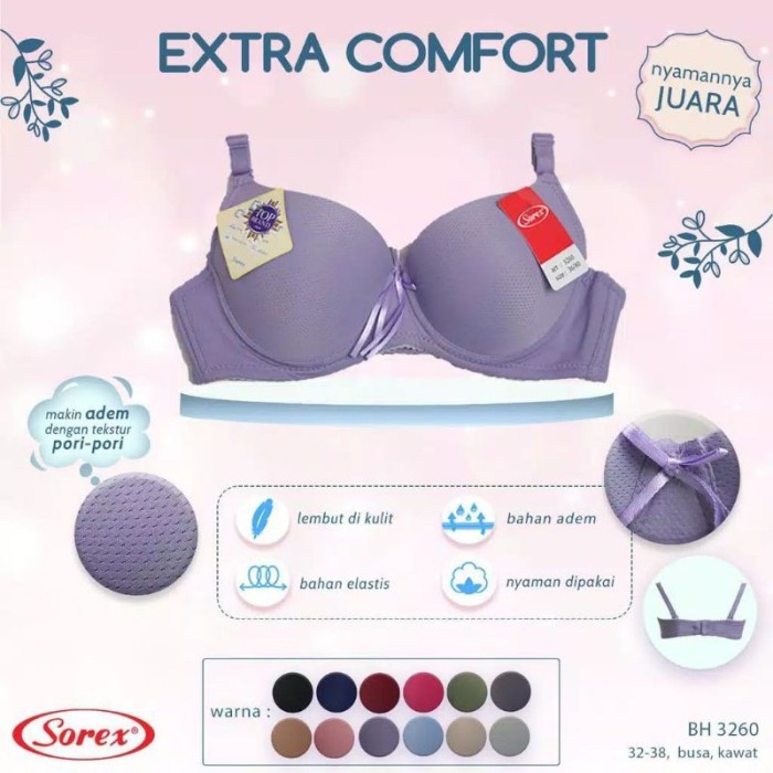 3PCS Sorex Bra 3260 Extra Comfort ตะขอลวดโฟม 2 เทียบเท่ากับถ้วย B BH