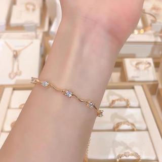GL38 - GELANG NILA ROSEGOLD model korea simple elegant steel titanium bracelets rantai gold permata putih