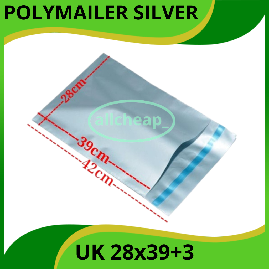 เนื้อหา: 50 แผ่น 28x42 พลาสติกขยาย POLYMAILER SILVER EASY และ PRACTICAL OLSHOP PACKAGING BAGS