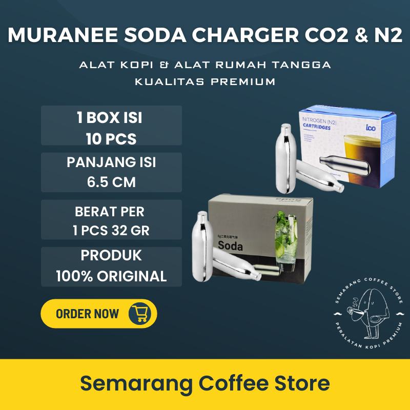 CREAM SODA CHARGER (CO2) และ NITROGEN (N2) MURANEE CONTENTTS 10 ชิ้น