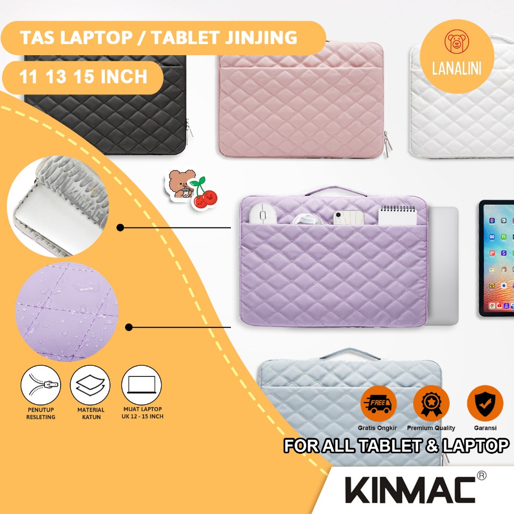 Putih UNGU HITAM Kinmac กระเป๋าถือ กระเป๋าใส่แล็ปท็อป แท็บเล็ต Ipad Tab Macbook Air Pro Asus Acer Lenovo HP Huawei 11 12 13 14 15 นิ้ว สีม่วง สีดํา สีเทา สีน้ําเงิน สีขาว สีชมพู กันกระแทก กันน้ํา ทนทาน