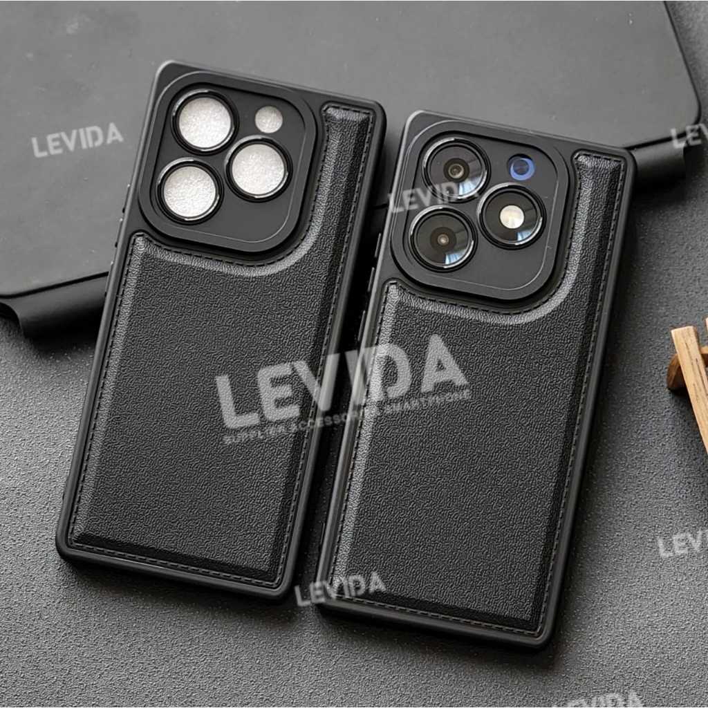 เคสหรู Leather Pro Camera สีดํา Itel S23 Itel S23 Plus