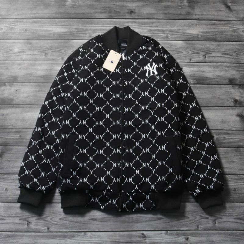 MLB NEW YORK FULLPRINT ZIPPER HOODIE SWETER JACKET สําหรับผู้ชายและผู้หญิง