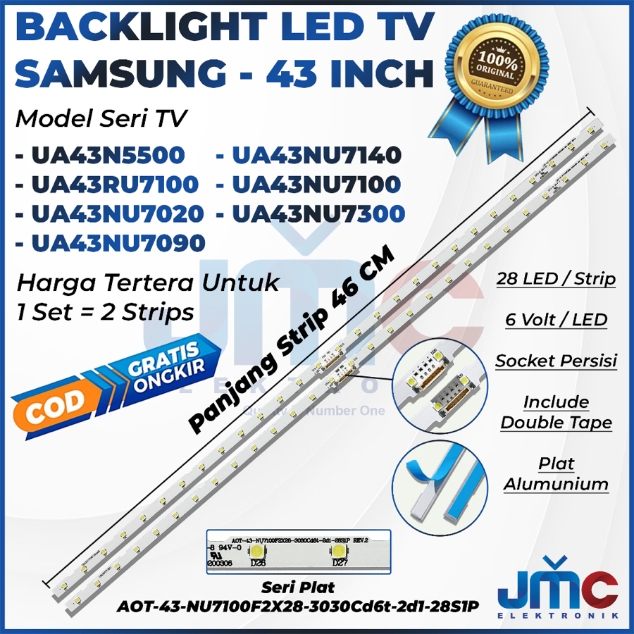 SAMSUNG 43 INCH LED TV BACKLIGHT 43N5500 43NU7100 43RU7100 43NU7020 43NU7090 43NU7300 43NU7140 UA43N