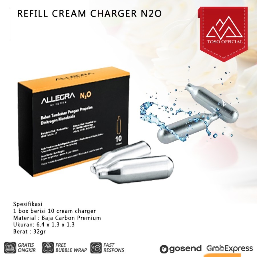 Allegra N20 Charger - N2O Cream Charger Refill (10 แท่นชาร์จ) Gas Refill