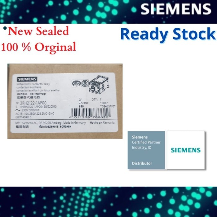 Siemens 3RH2122-1AP00 รีเลย์คอนแทค 2 NO + 2 NC, 230 V AC, 50/60 Hz